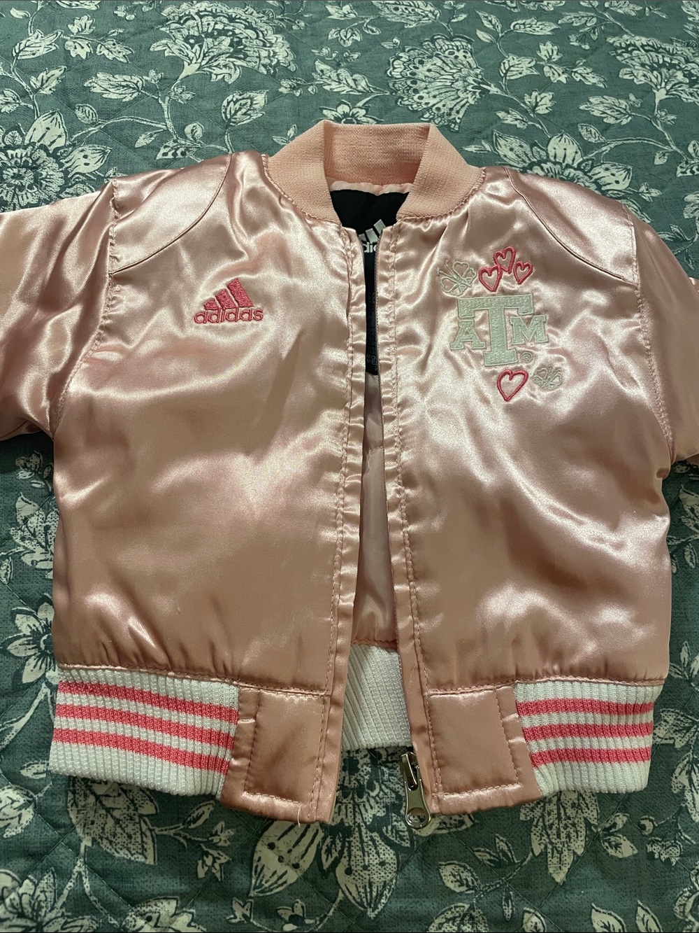 Texas A&M adidas Pink Satin Girls' Bomber Jacket